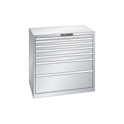 LISTA Armoire à tiroirs en tôle d'acier, h x l 1000 x 1023 mm, 7 tiroirs, charge max. 200 kg, gris clair