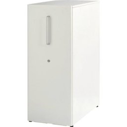 BISLEY Meuble de rangement Tower™ 3, avec plateau de finition et 1 tableau à épingler, version droitière, 2 tablettes, blanc pur