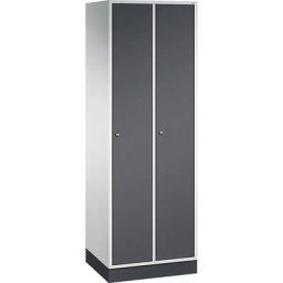 C+P Vestiaire métallique INTRO, largeur 620 mm, 2 compartiments, corps gris clair, portes gris noir