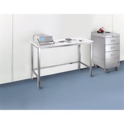 Table pour salles blanches avec plateau en polypropylène, piétement en inox, hauteur 900 mm, l x p 1000 x 600 mm