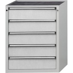 ANKE Armoire à tiroirs, l x p 760 x 675 mm, charge max. tiroirs 200 kg, 5 tiroirs, hauteur 980 mm, façade gris clair