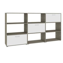 mauser Cloison, 2 casiers bar, 1 tiroir, 6 tablettes, gris beige / blanc pur