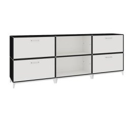 mauser Armoire extra-basse, 2 casiers bar, 2 tiroirs, 2 tablettes, noir profond / blanc sécurité