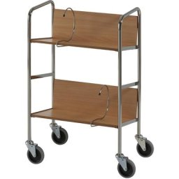 HelgeNyberg Chariot de bureau chromé, 2 tablettes, L x l x h 550 x 340 x 840 mm, façon hêtre, à partir de 5 pièces
