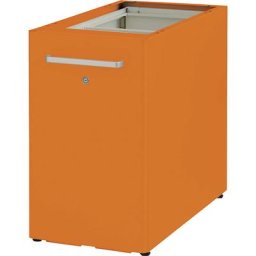 BISLEY Meuble de rangement Tower™ 2, sans plateau de finition, avec dispositif d'accrochage latéral, version gauchère avec 1 tablette, orange