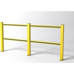 Système de main courante FLEX IMPACT, potelets jaunes - traverses jaunes/noires, largeur 2500 mm