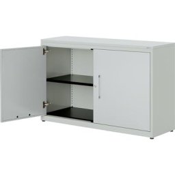mauser Armoire à portes battantes, h x l 830 x 1200 mm, plateau en plastique, 1 tablette, gris clair / gris clair / gris clair