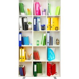 Cloison easyScreen, avec motif photo, modèle bibliothèque, largeur 940 mm