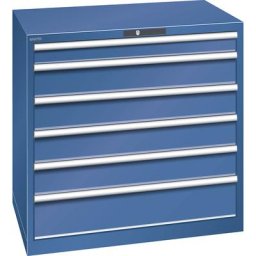 LISTA Armoire à tiroirs en tôle d'acier, h x l 1000 x 1023 mm, 6 tiroirs, charge max. 200 kg, bleu gentiane