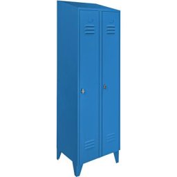 Wolf Armoire métallique à toit incliné, compartiments sur toute la hauteur, largeur h.t. 600 mm, 2 compartiments, bleu clair RAL 5012