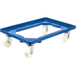eurokraft basic Plateau roulant professionnel, 600 x 400 mm, 4 roulettes pivotantes en polypropylène, bleu