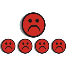 Plot magnétique rond FACE, Ø 35 mm, lot de 10, visage triste, rouge