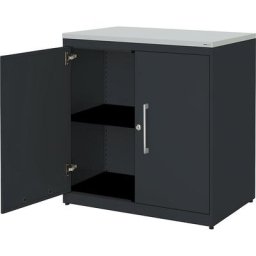 mauser Armoire à portes battantes, h x l 830 x 800 mm, plateau en plastique, 1 tablette, anthracite / anthracite / gris clair