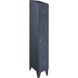 Wolf Armoire métallique à toit incliné, compartiments sur toute la hauteur, largeur h.t. 300 mm, 1 compartiment, coloris gris bleu RAL 7031