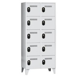 Wolf Vestiaire multicases, hauteur cases 320 mm, h x l x p 1850 x 800 x 500 mm, largeur compartiments 400 mm, coloris corps / porte gris clair / gris clair
