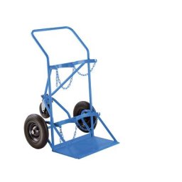 eurokraft pro Diable pour bouteilles de gaz / en acier, pour 2 bouteilles en acier de Ø max. 230 / 380 mm, avec roue stabilisatrice, roues à bandage caoutchouc