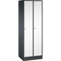 C+P Vestiaire métallique INTRO, largeur 620 mm, 2 compartiments, corps gris noir, portes blanc pur