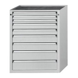 ANKE Armoire à tiroirs, l x p 760 x 675 mm, charge max. tiroirs 200 kg, 9 tiroirs, hauteur 1280 mm, façade gris clair