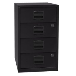 BISLEY Caisson hauteur bureau PFA, 4 tiroirs universels, noir
