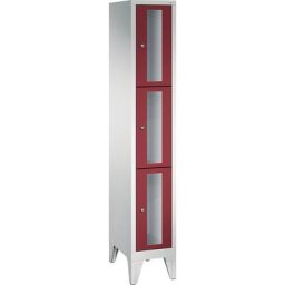 C+P Armoire à casiers CLASSIC, hauteur casiers 510 mm, sur pieds, 3 casiers, largeur 320 mm, porte rouge rubis