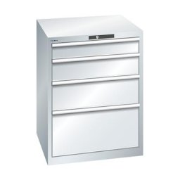 LISTA Armoire à tiroirs avec 4 tiroirs, l x p x h 717 x 725 x 850 mm, gris clair, charge max. des tiroirs 75 kg