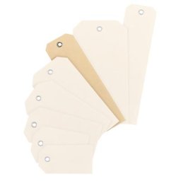 Etiquette en carton à accrocher, carton avec œillet métallique, lot de 1000, L x l 120 x 35 mm
