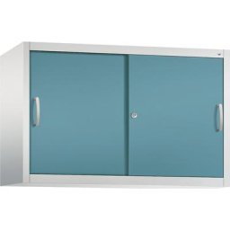 C+P Rehausse ACURADO à portes coulissantes, 1 tablette, h x l x p 790 x 1200 x 400 mm, gris clair / bleu d'eau