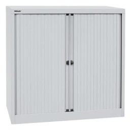 BISLEY Armoire à rideaux Euro, largeur 1000 mm, 2 tablettes, gris clair