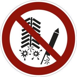 Panneaux d'interdiction, interdit d'allumer des feux d'artifice, lot de 10, plastique, Ø 200 mm