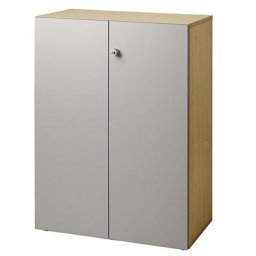 eurokraft pro ANNY - Armoire de bureau, portes battantes, 2 tablettes, façon noyer / aluminium