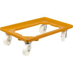 eurokraft basic Plateau roulant professionnel, 600 x 400 mm, 4 roulettes pivotantes en polypropylène, jaune, à partir de 20 pièces