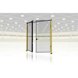 Axelent Cloison grillagée pour la protection des machines X-GUARD, kit de porte (sans élément de porte, supports et verrouillage), porte battante, porte à deux battants, largeur max. 3000 mm