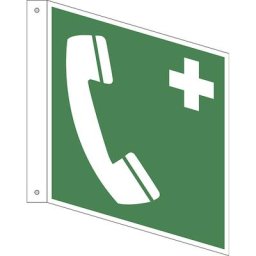 Panneaux d'urgence et de secours, téléphone de secours, lot de 10, plastique, bannière, 200 x 200 mm
