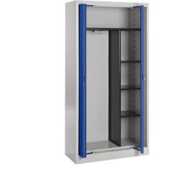 mauser Armoire métallique à portes escamotables, vestiaire, 3 tablettes courtes, profondeur 420 mm, gris clair / bleu outremer