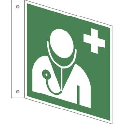 Panneaux d'urgence et de secours, médecin, lot de 10, plastique, bannière, 150 x 150 mm