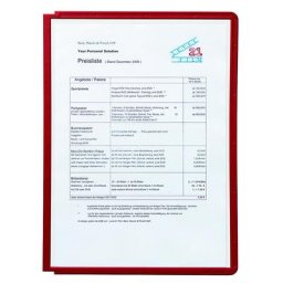 DURABLE Pochette transparente avec cadre plastique, pour format A4, lot de 10, rouge, 3 lots et +