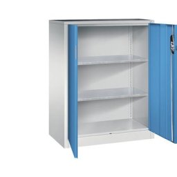 C+P Armoire d'atelier hauteur bureau à portes battantes, h x l x p 1200 x 930 x 500 mm, gris clair / bleu clair