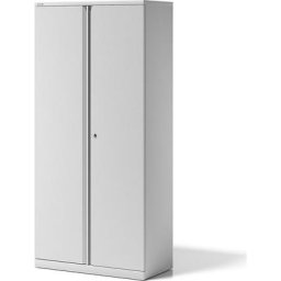 BISLEY Armoire à portes battantes ESSENTIALS, 4 tablettes, 5 hauteurs de classeurs, blanc trafic