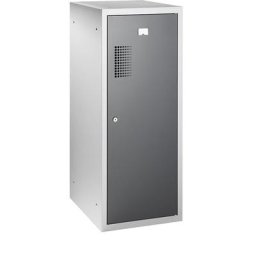 eurokraft basic Vestiaire multicases combiné, module unique, h x l x p 1000 x 400 x 500 mm, serrure à cylindre, corps gris clair, porte gris basalte