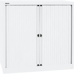 BISLEY Armoire à rideaux Euro, largeur 1000 mm, 2 tablettes, blanc trafic