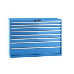 LISTA Armoire à tiroirs en tôle d'acier, h x l 1000 x 1431 mm, 8 tiroirs, charge max. 75 kg, bleu clair