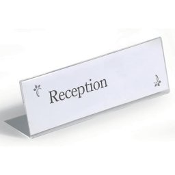 DURABLE Badge de table acrylique, en forme de L, h x l 61 x 210 mm, lot de 20