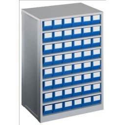Bloc-tiroir, charge max. 240 kg, h x l x p 862 x 600 x 417 mm, 48 tiroirs, tiroirs bleus