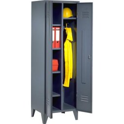 Wolf Armoire métallique, vestiaire sur pieds, gris bleu RAL 7031
