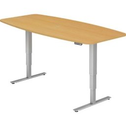 Table de conférence, l x p 2200 x 1030 mm, réglage électrique de la hauteur de 620 à 1270 mm, façon hêtre