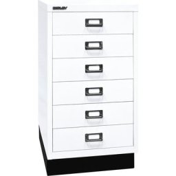 BISLEY MultiDrawer™ série 39, avec socle, format A3, 6 tiroirs, blanc trafic, noir
