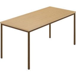 Table rectangulaire, tube rond plastifié, l x p 1500 x 800 mm, hêtre naturel / brun