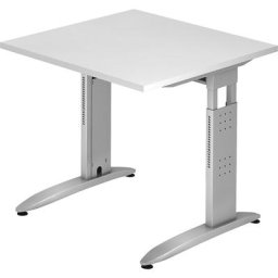 eurokraft pro NICOLA - Bureau, piétement en L, hauteur réglable, h x l x p 720 x 800 x 800 mm, blanc