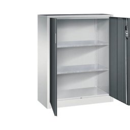 C+P Armoire d'atelier hauteur bureau à portes battantes, h x l x p 1200 x 930 x 400 mm, gris clair / anthracite