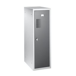 eurokraft basic Vestiaire multicases combiné, module unique, h x l x p 1000 x 300 x 500 mm, dispositif porte-cadenas, corps gris clair / porte gris basalte